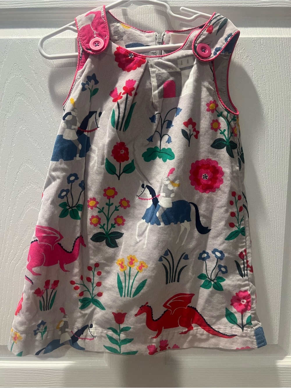 Mini Boden corduroy Pink and Blue Floral Print Dress